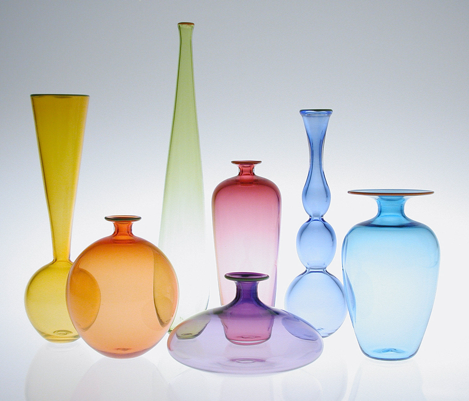 Small Transparent Colored Glass Bowls by Nicholas Kekic (Art Glass