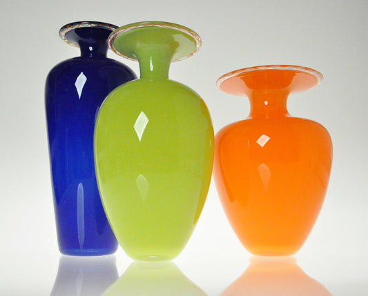 Opaque Glass Classic Vase with Cane Lip